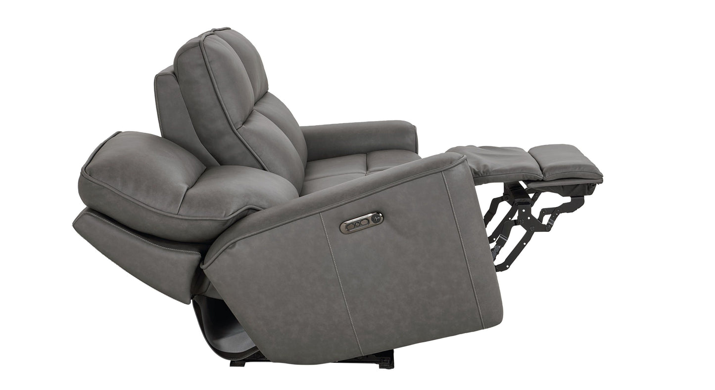 Bassett Club Level Kenneth Power Motion Sofa in Gunmetal Leather - Chapin Furniture