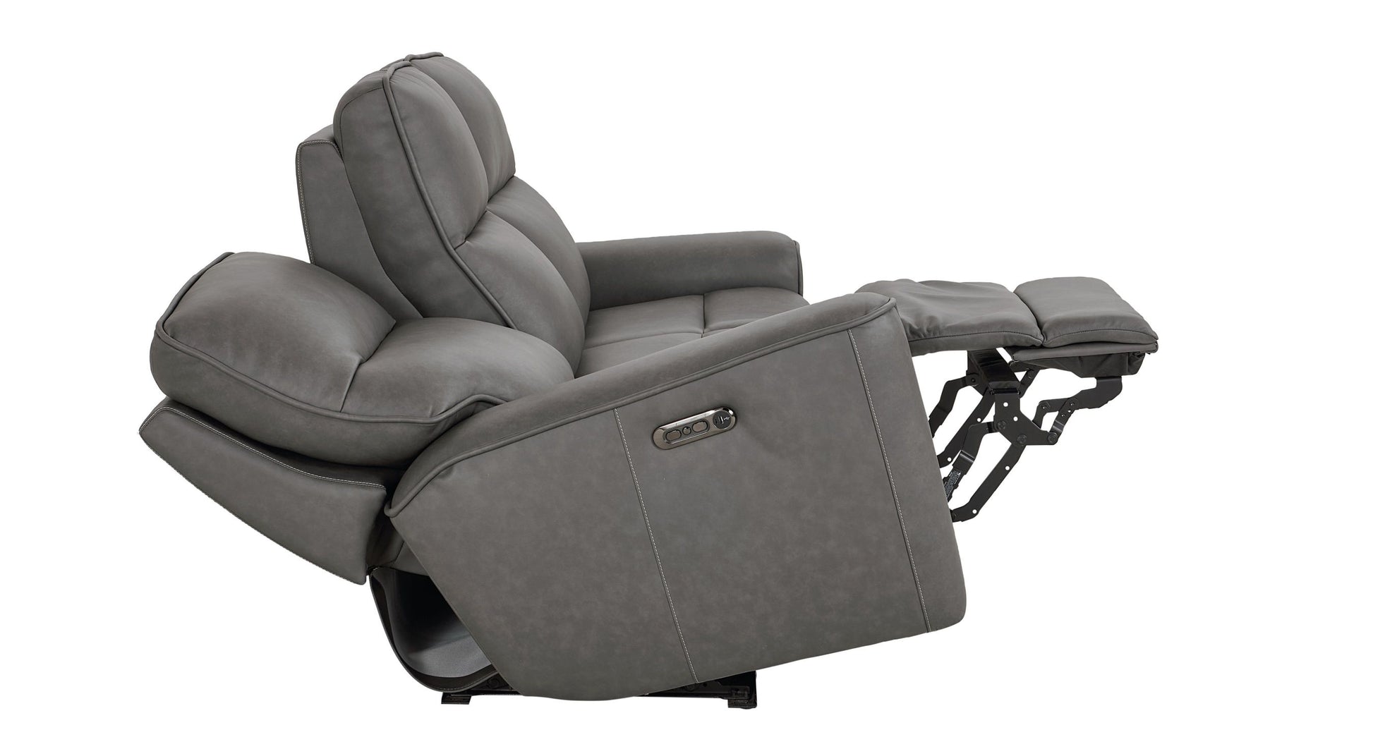 Bassett Club Level Kenneth Power Motion Sofa in Gunmetal Leather - Chapin Furniture