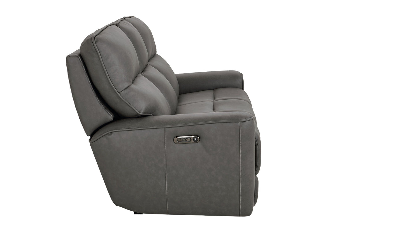 Bassett Club Level Kenneth Power Motion Sofa in Gunmetal Leather - Chapin Furniture