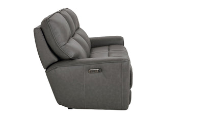 Bassett Club Level Kenneth Power Motion Sofa in Gunmetal Leather - Chapin Furniture