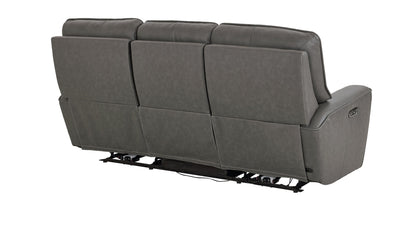 Bassett Club Level Kenneth Power Motion Sofa in Gunmetal Leather - Chapin Furniture