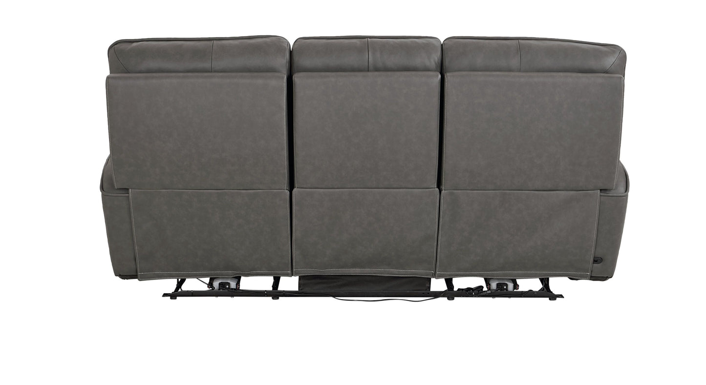 Bassett Club Level Kenneth Power Motion Sofa in Gunmetal Leather - Chapin Furniture