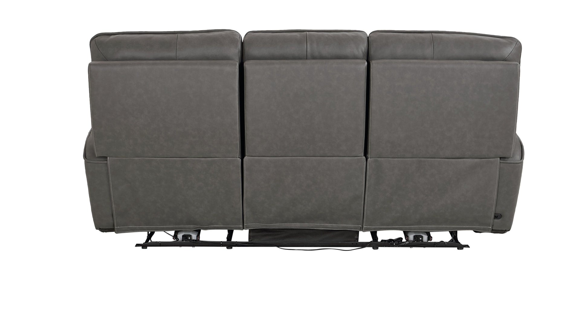 Bassett Club Level Kenneth Power Motion Sofa in Gunmetal Leather - Chapin Furniture