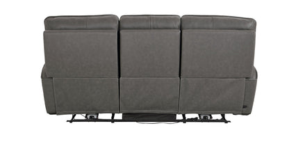 Bassett Club Level Kenneth Power Motion Sofa in Gunmetal Leather - Chapin Furniture