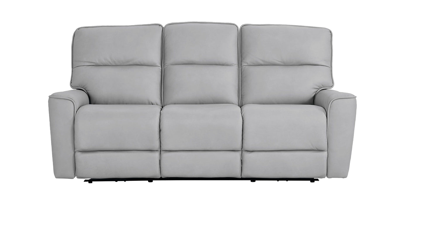 Bassett Club Level Kenneth Power Motion Sofa in Mist Leather - Chapin Furniture