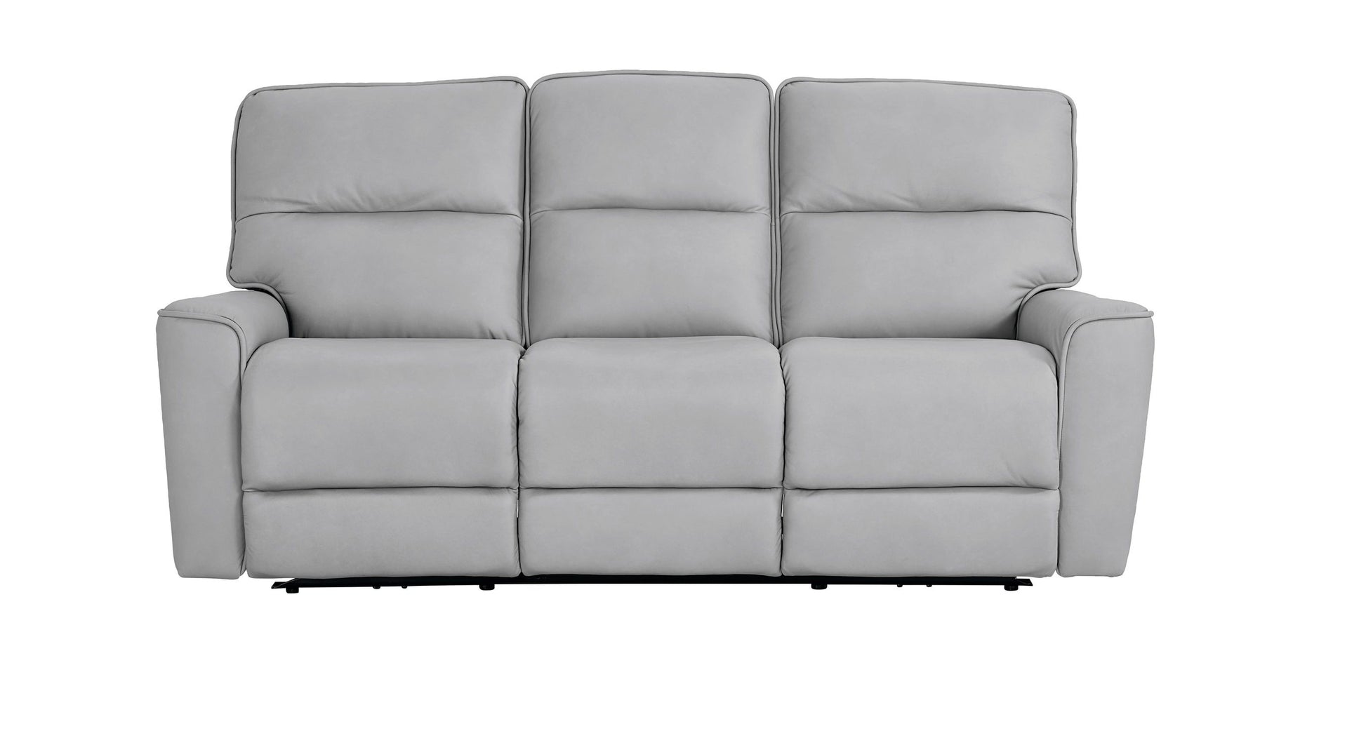 Bassett Club Level Kenneth Power Motion Sofa in Mist Leather - Chapin Furniture