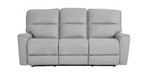 Bassett Club Level Kenneth Power Motion Sofa in Mist Leather - Chapin Furniture