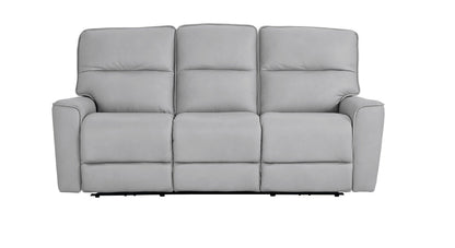 Bassett Club Level Kenneth Power Motion Sofa in Mist Leather - Chapin Furniture