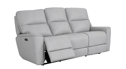 Bassett Club Level Kenneth Power Motion Sofa in Mist Leather - Chapin Furniture