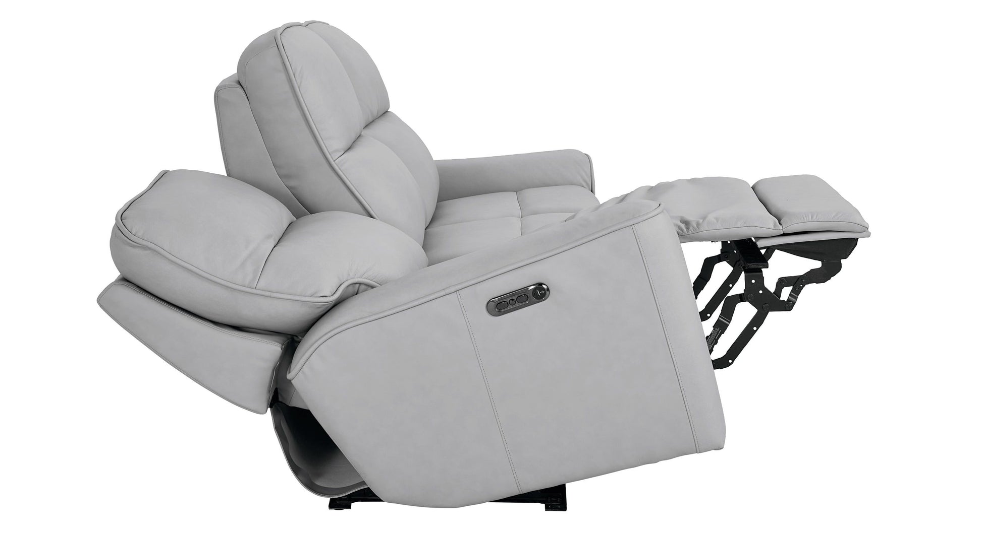 Bassett Club Level Kenneth Power Motion Sofa in Mist Leather - Chapin Furniture