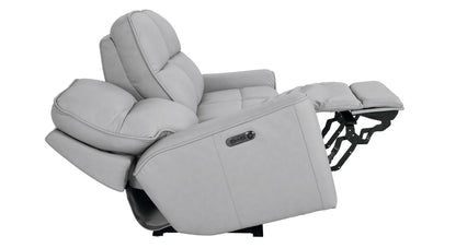 Bassett Club Level Kenneth Power Motion Sofa in Mist Leather - Chapin Furniture