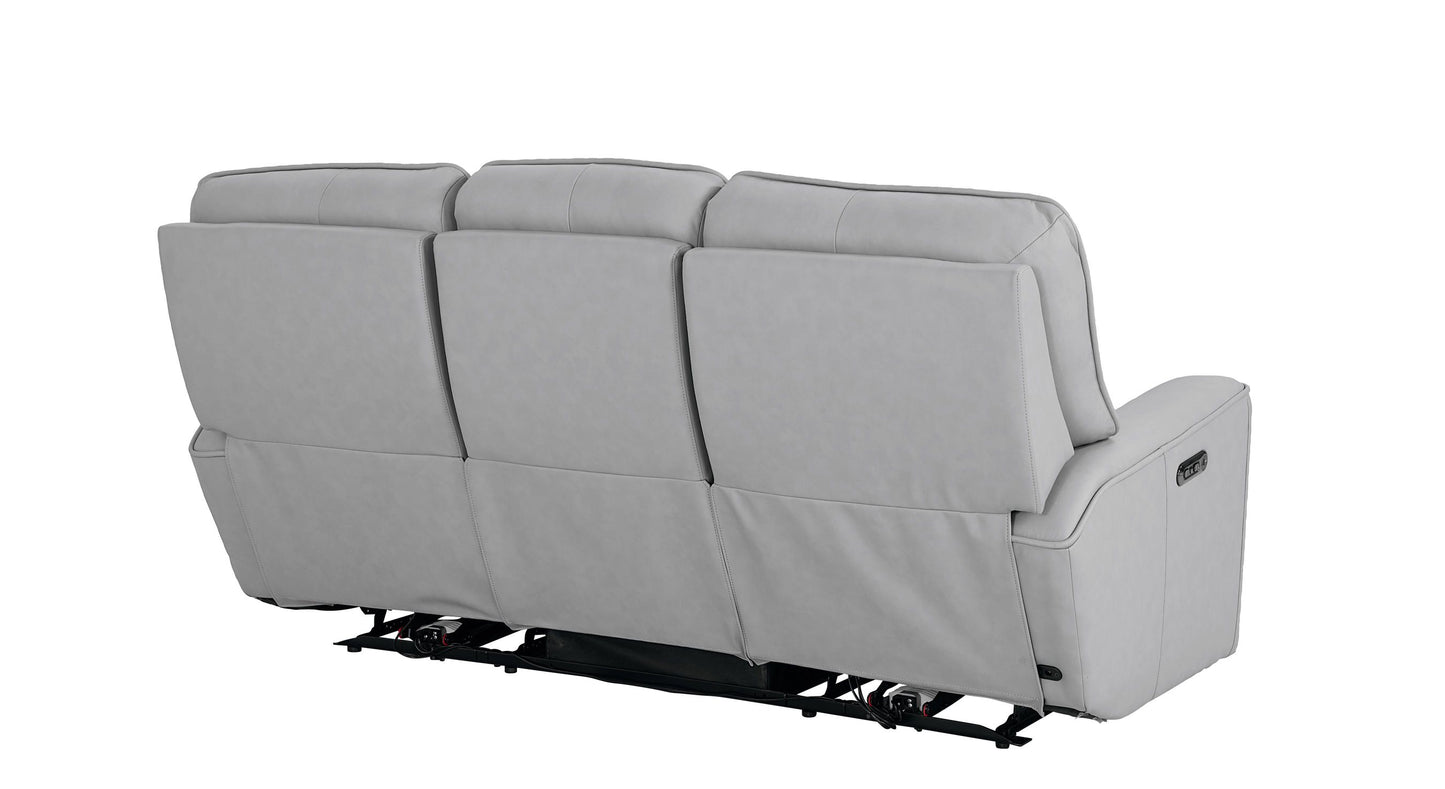 Bassett Club Level Kenneth Power Motion Sofa in Mist Leather - Chapin Furniture