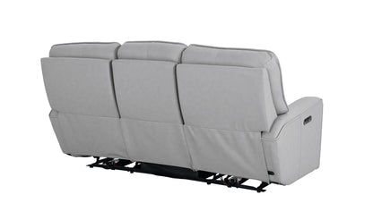 Bassett Club Level Kenneth Power Motion Sofa in Mist Leather - Chapin Furniture