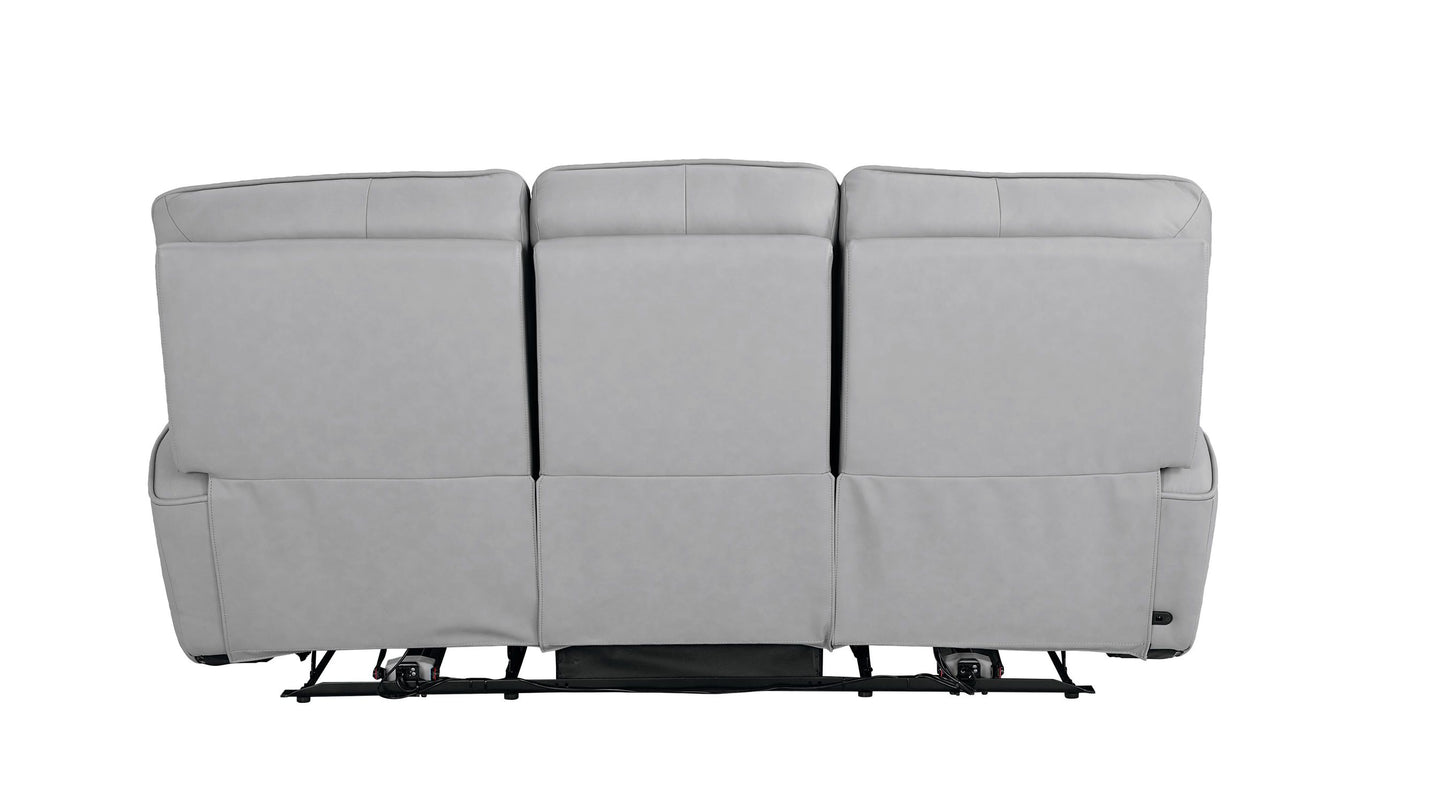 Bassett Club Level Kenneth Power Motion Sofa in Mist Leather - Chapin Furniture