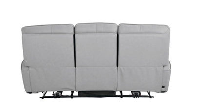 Bassett Club Level Kenneth Power Motion Sofa in Mist Leather - Chapin Furniture