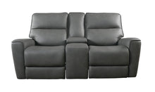 Bassett Club Level Kenneth Power Motion Consoled Loveseat in Gunmetal Leather - Chapin Furniture