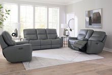 Bassett Club Level Kenneth Power Motion Consoled Loveseat in Gunmetal Leather - Chapin Furniture
