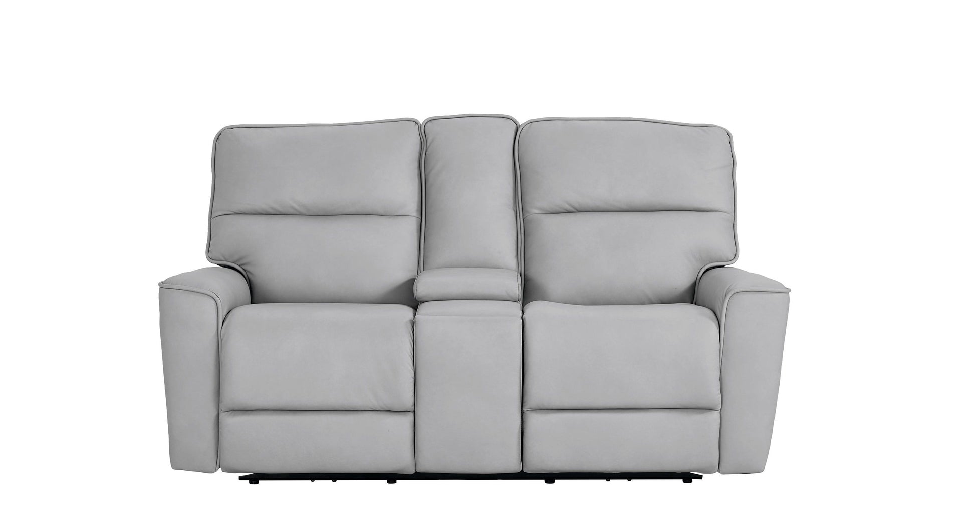 Bassett Club Level Kenneth Power Motion Consoled Loveseat in Mist Leather - Chapin Furniture