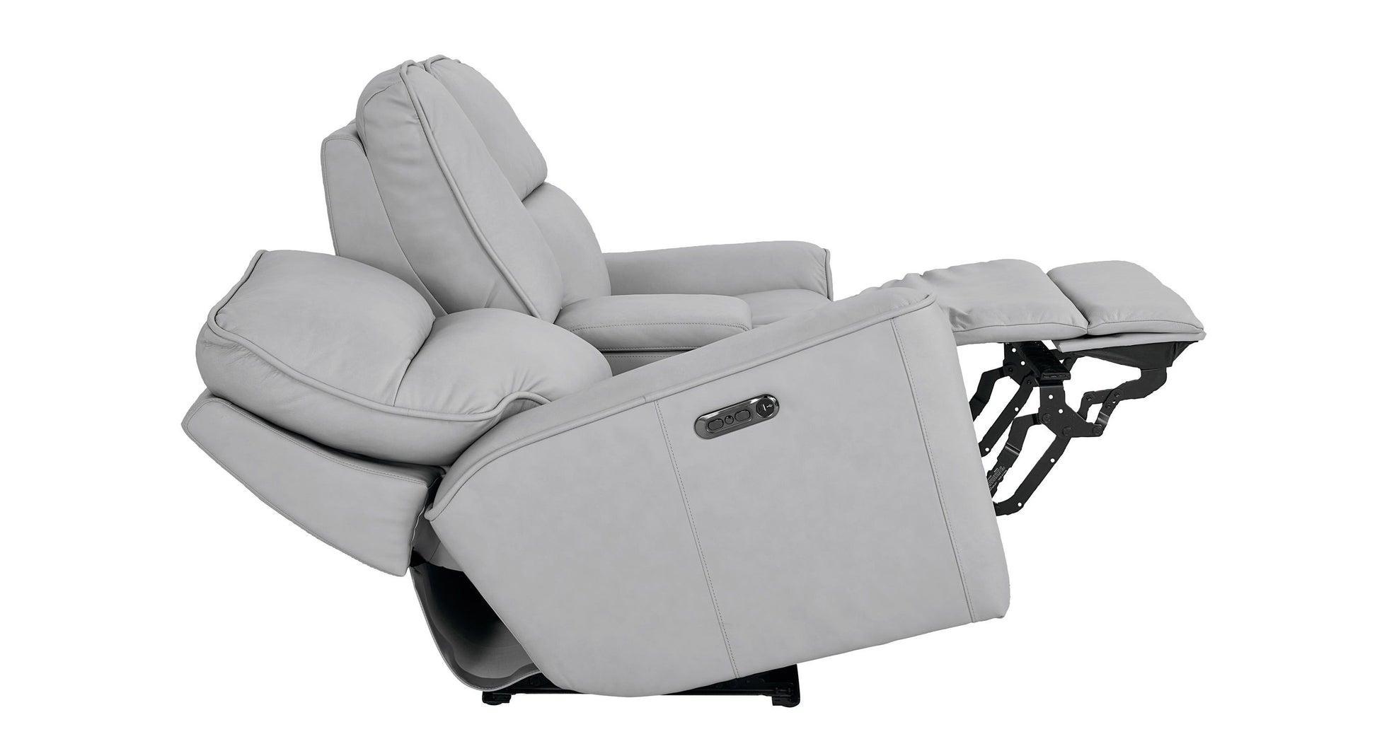 Bassett Club Level Kenneth Power Motion Consoled Loveseat in Mist Leather - Chapin Furniture