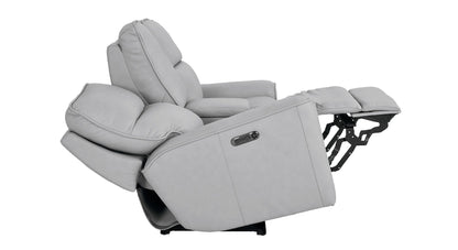 Bassett Club Level Kenneth Power Motion Consoled Loveseat in Mist Leather - Chapin Furniture