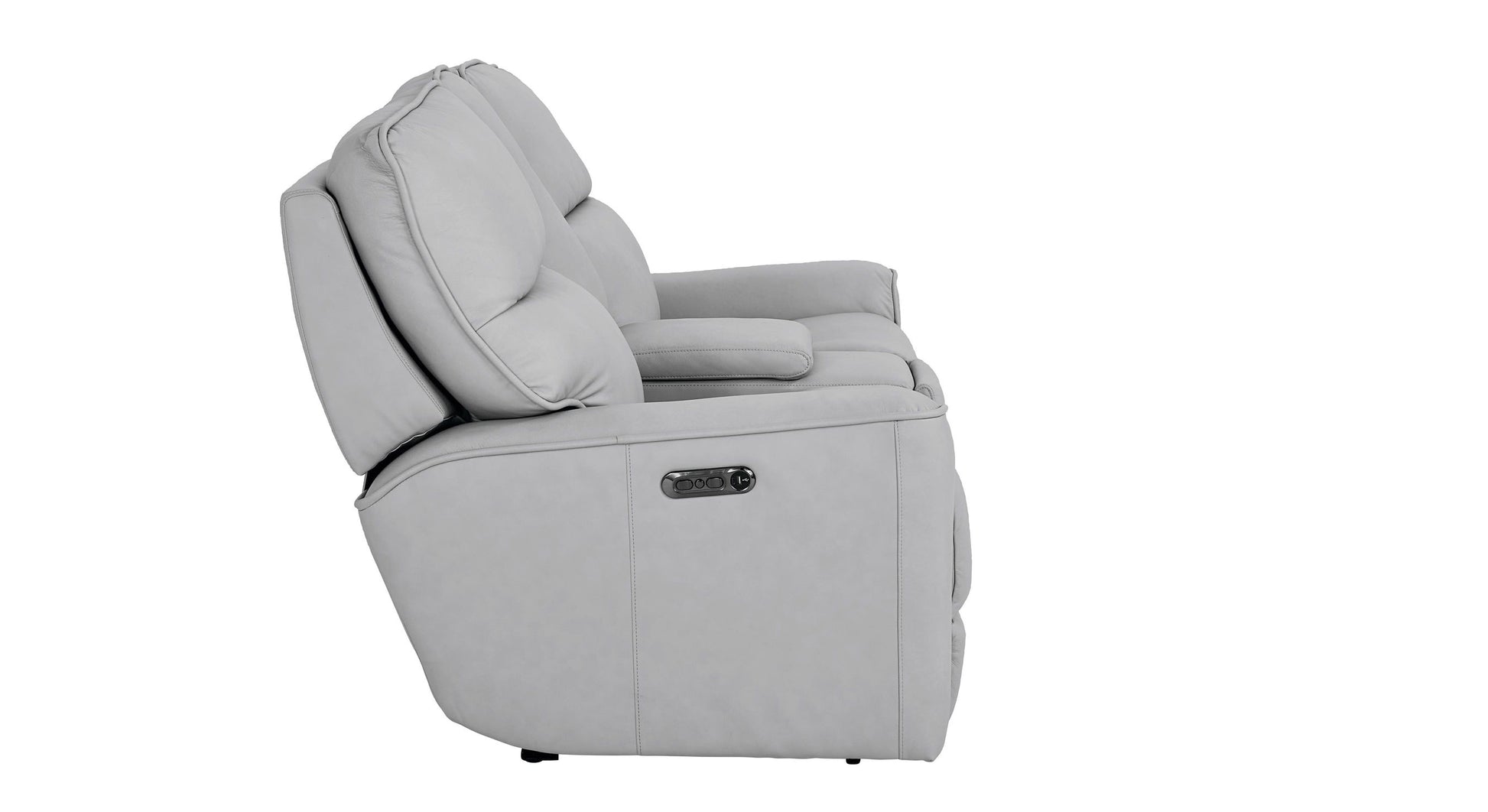 Bassett Club Level Kenneth Power Motion Consoled Loveseat in Mist Leather - Chapin Furniture