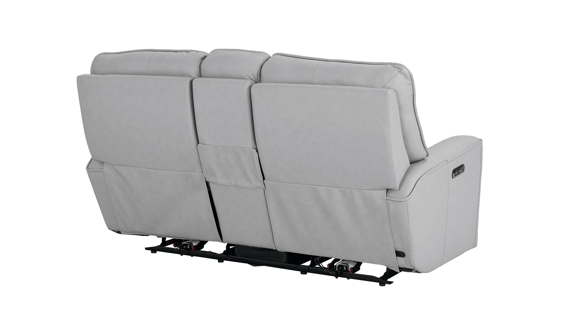 Bassett Club Level Kenneth Power Motion Consoled Loveseat in Mist Leather - Chapin Furniture