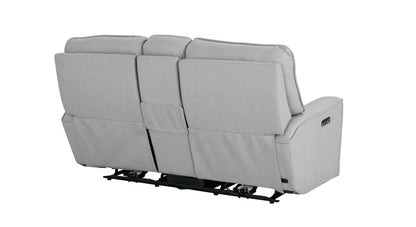 Bassett Club Level Kenneth Power Motion Consoled Loveseat in Mist Leather - Chapin Furniture