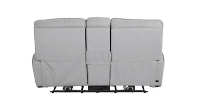 Bassett Club Level Kenneth Power Motion Consoled Loveseat in Mist Leather - Chapin Furniture