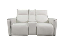 Bassett Club Level Chauncey Power Motion Consoled Loveseat in Vanilla Leather - Chapin Furniture