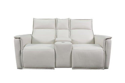 Bassett Club Level Chauncey Power Motion Consoled Loveseat in Vanilla Leather - Chapin Furniture