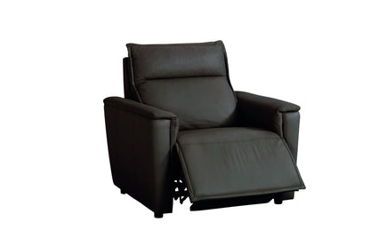 Bassett Club Level Chauncey Power Motion Recliner in Espresso Leather - Chapin Furniture