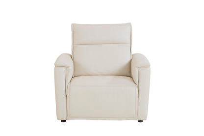 Bassett Club Level Chauncey Power Motion Recliner in Vanilla Leather - Chapin Furniture