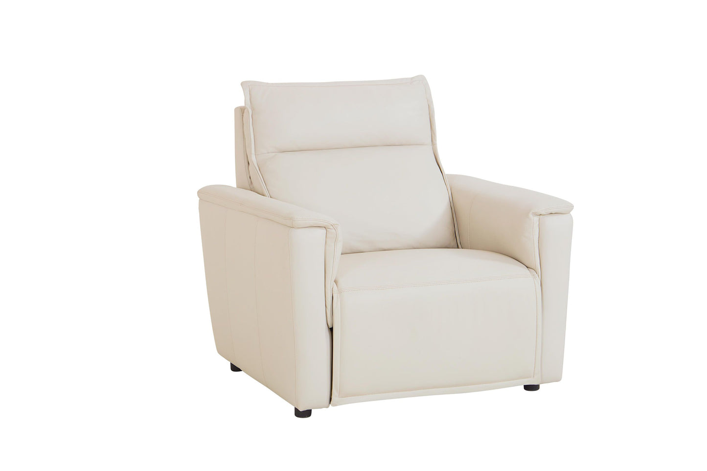 Bassett Club Level Chauncey Power Motion Recliner in Vanilla Leather - Chapin Furniture