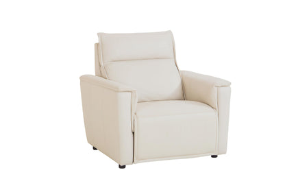 Bassett Club Level Chauncey Power Motion Recliner in Vanilla Leather - Chapin Furniture
