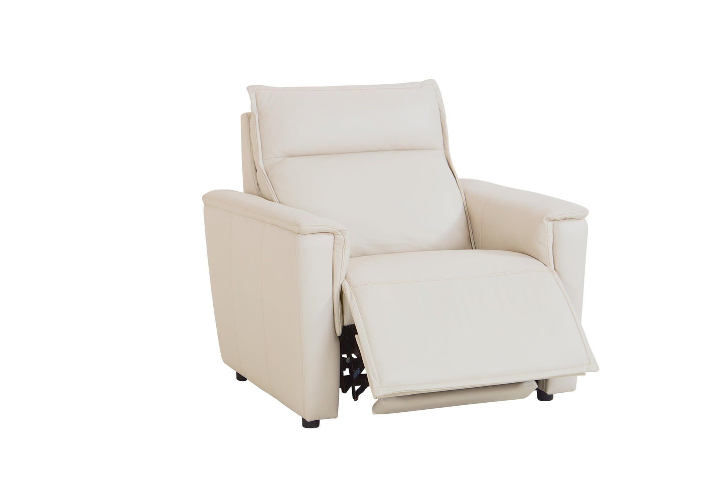 Bassett Club Level Chauncey Power Motion Recliner in Vanilla Leather - Chapin Furniture