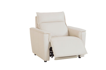 Bassett Club Level Chauncey Power Motion Recliner in Vanilla Leather - Chapin Furniture
