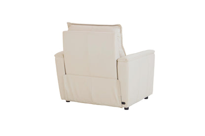 Bassett Club Level Chauncey Power Motion Recliner in Vanilla Leather - Chapin Furniture