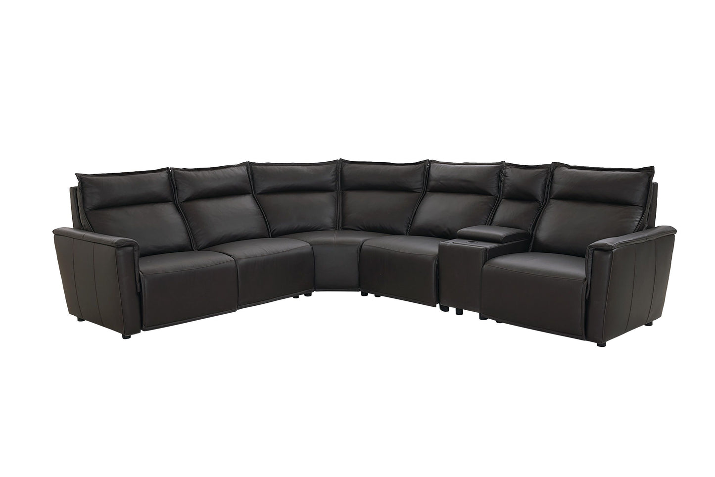 Bassett Club Level Chauncey Power Motion Sectional in Espresso Leather - Chapin Furniture