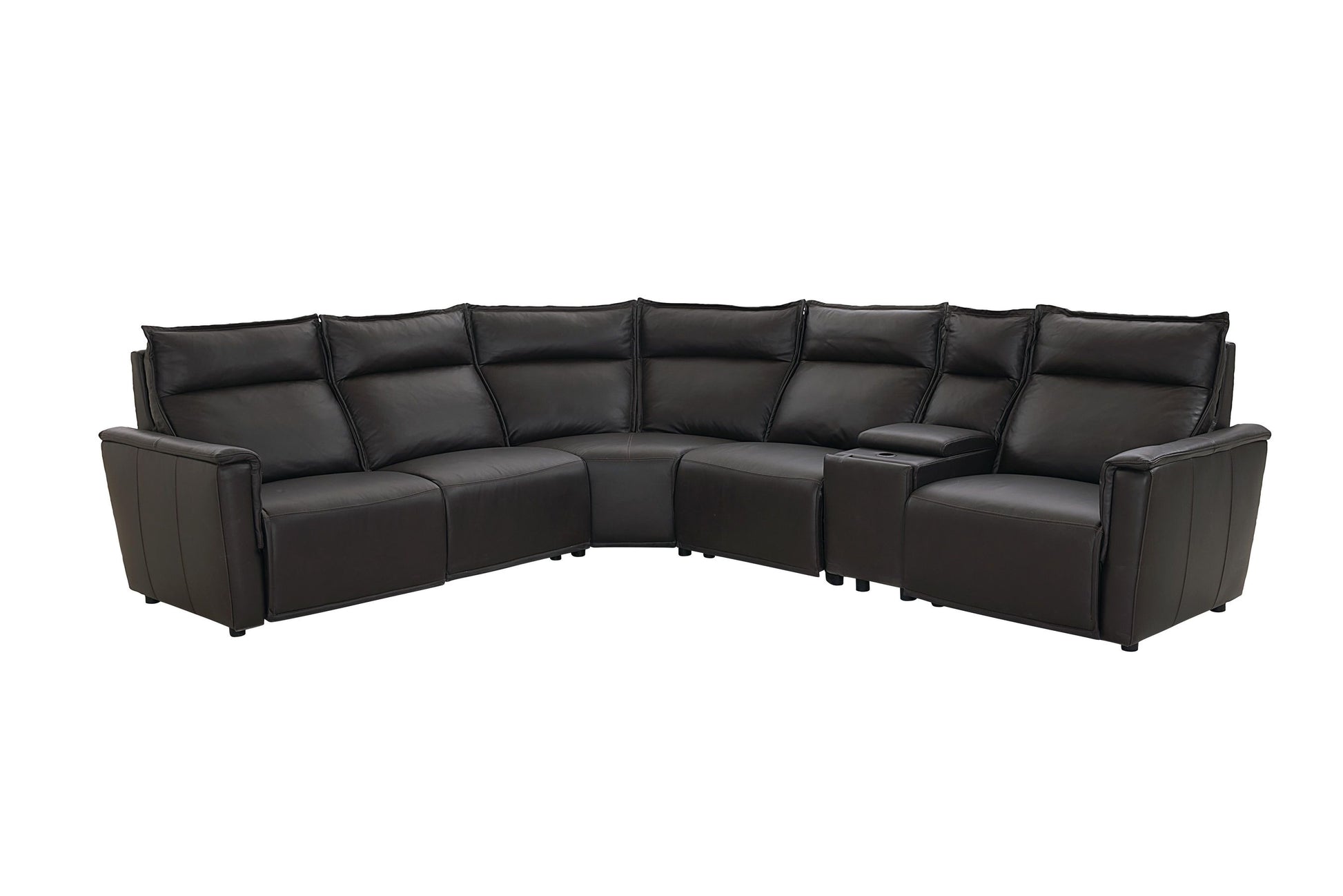 Bassett Club Level Chauncey Power Motion Sectional in Espresso Leather - Chapin Furniture