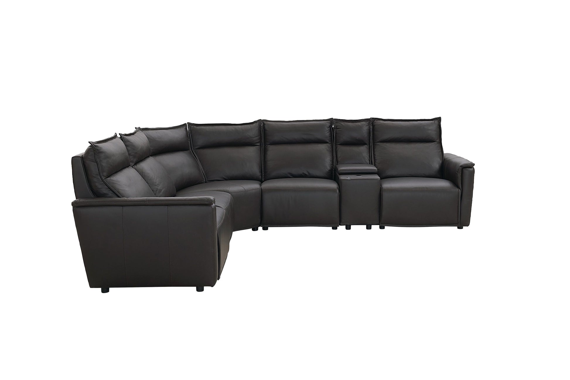 Bassett Club Level Chauncey Power Motion Sectional in Espresso Leather - Chapin Furniture