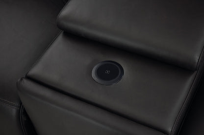 Bassett Club Level Chauncey Power Motion Sectional in Espresso Leather - Chapin Furniture