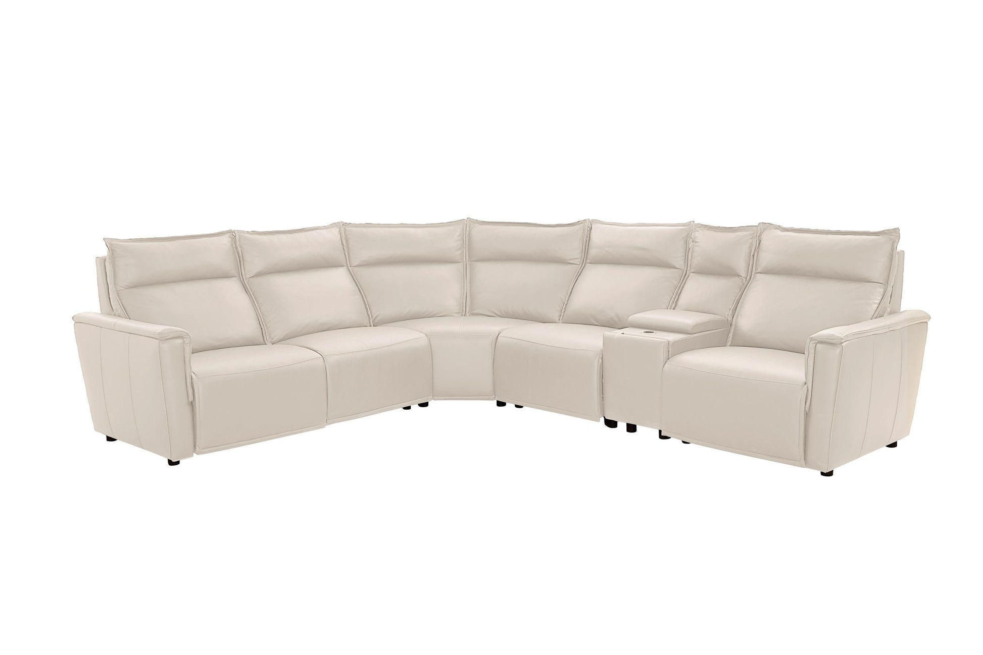 Bassett Club Level Chauncey Power Motion Sectional in Vanilla Leather - Chapin Furniture
