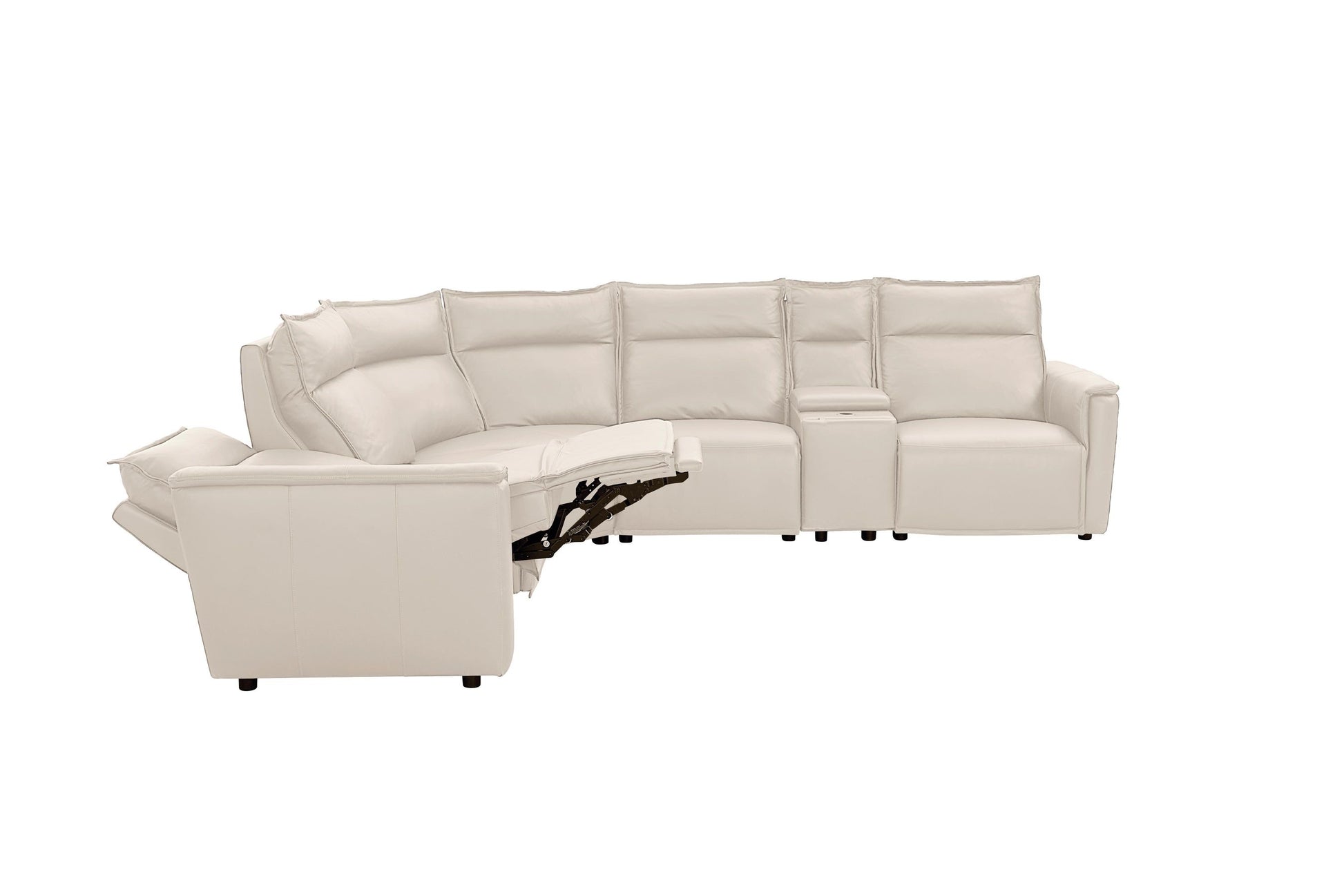 Bassett Club Level Chauncey Power Motion Sectional in Vanilla Leather - Chapin Furniture