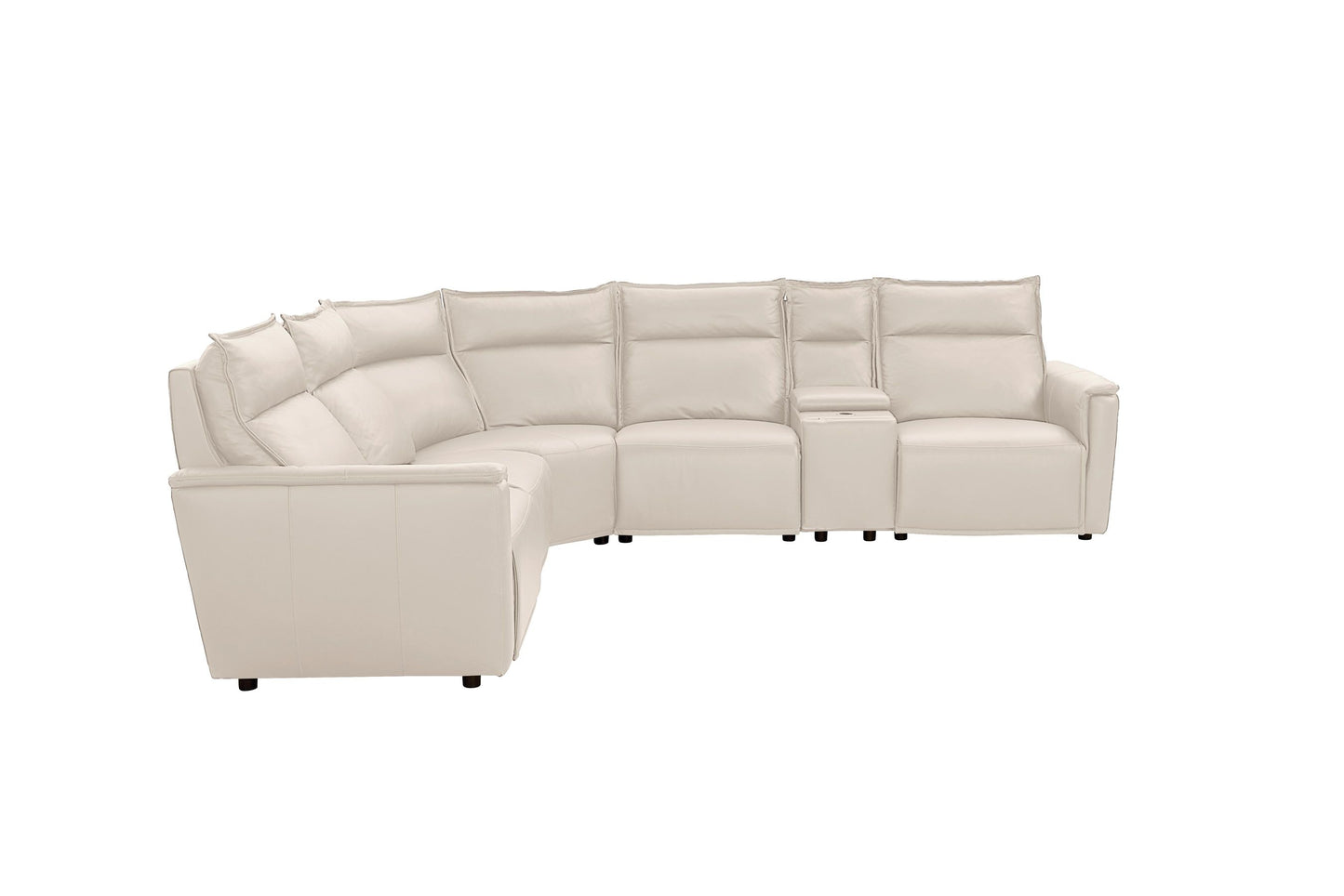 Bassett Club Level Chauncey Power Motion Sectional in Vanilla Leather - Chapin Furniture