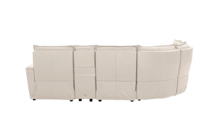 Bassett Club Level Chauncey Power Motion Sectional in Vanilla Leather - Chapin Furniture