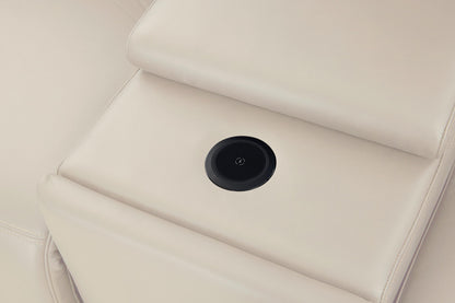 Bassett Club Level Chauncey Power Motion Sectional in Vanilla Leather - Chapin Furniture