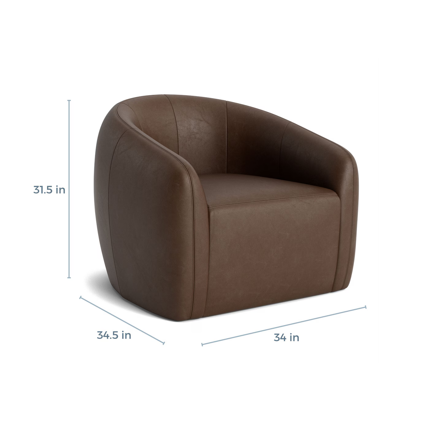 Garner Leather Barrel Swivel Chair - Custom - Chapin Furniture