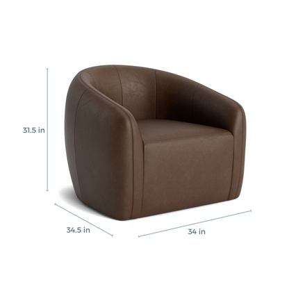 Garner Leather Barrel Swivel Chair - Custom - Chapin Furniture