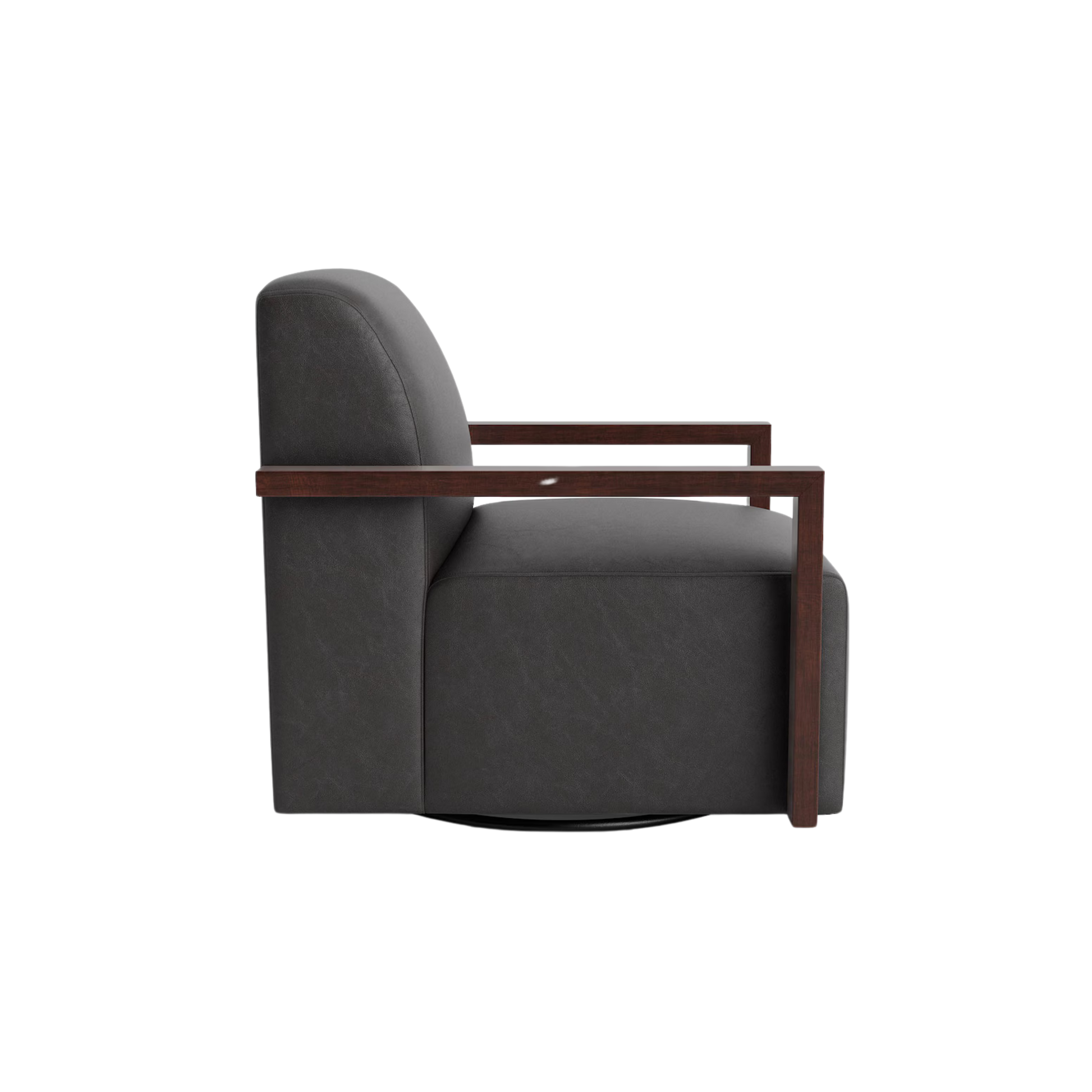 Creswell Leather Wood Arm Swivel Chair - Custom - Chapin Furniture