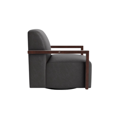 Creswell Leather Wood Arm Swivel Chair - Custom - Chapin Furniture